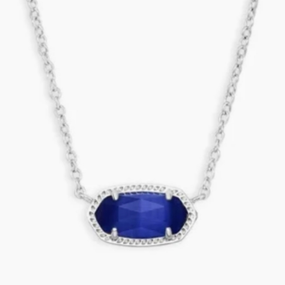 Kendra Scott Silver Necklace with Deep Blue Stone